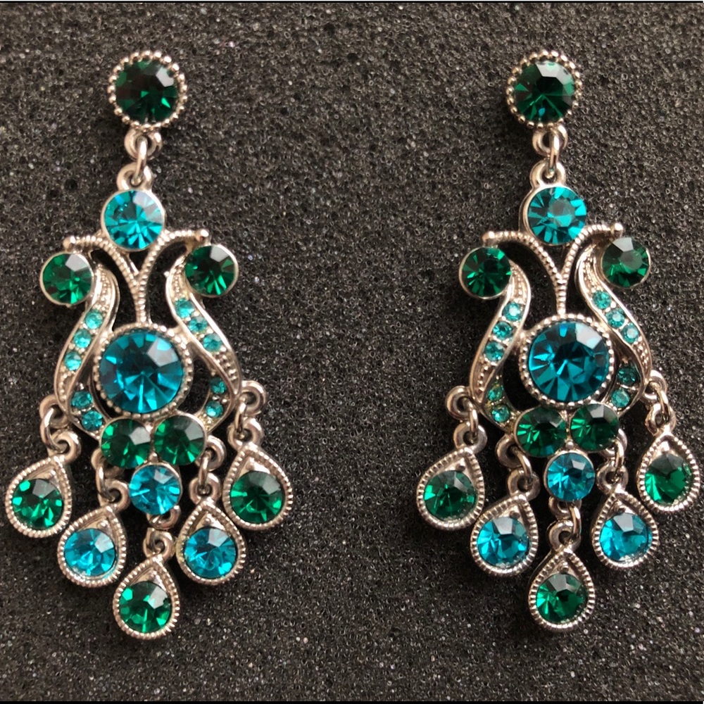 Turquoise And Green Statement Dangle Earrings - image 6